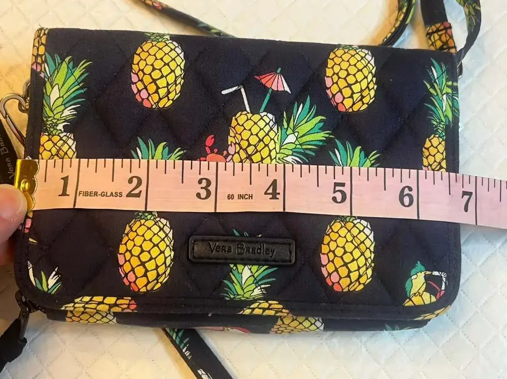 Vera Bradley Toucan Party RFID All in One Crossbody Bag pineapple pins colada